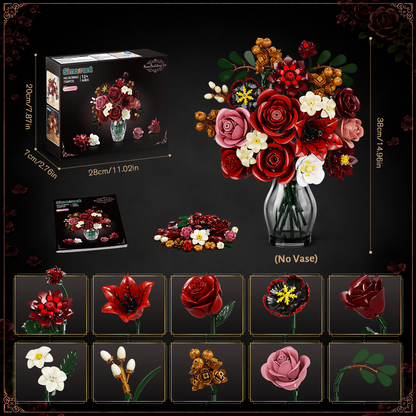 Karmesinroter Rosenblumenstrauß-Bauset