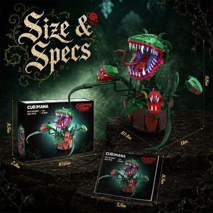 Audrey II Klemmbaustein-Bausatz – Piranha-Pflanzen-Blumen-Bauset, 842-teiliges getriebeangetriebenes Venusfliegenfalle-Modellbauset mit interaktivem Bewegungsmechanismus