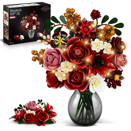 Karmesinroter Rosenblumenstrauß-Bauset