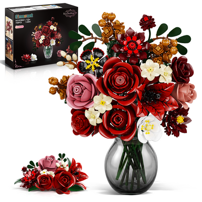 Karmesinroter Rosenblumenstrauß-Bauset