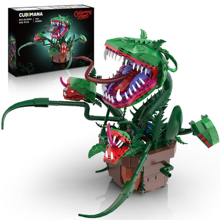 Audrey II Klemmbaustein-Bausatz – Piranha-Pflanzen-Blumen-Bauset, 842-teiliges getriebeangetriebenes Venusfliegenfalle-Modellbauset mit interaktivem Bewegungsmechanismus
