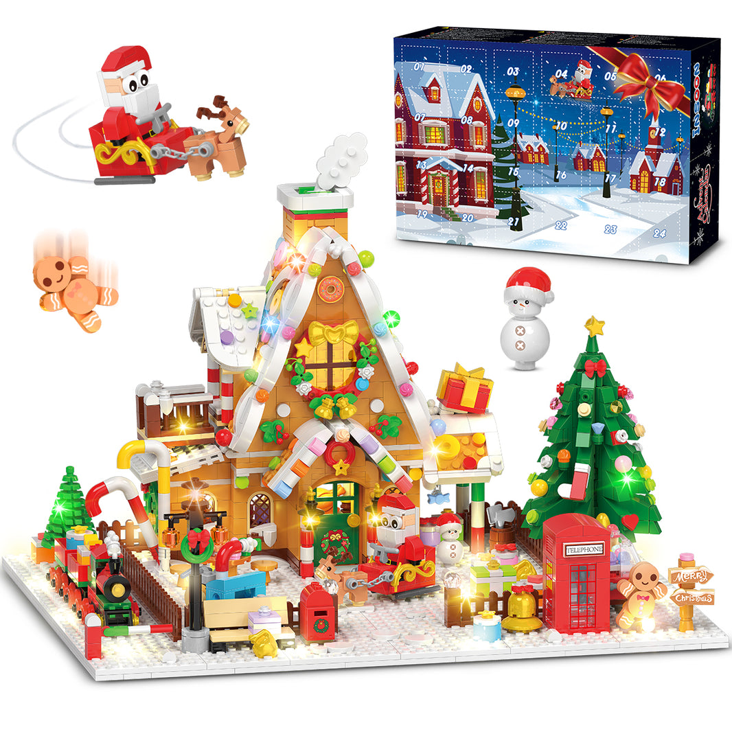 Adventskalender 2025 Lebkuchenhaus Mini-Bauset mit Beleuchtung