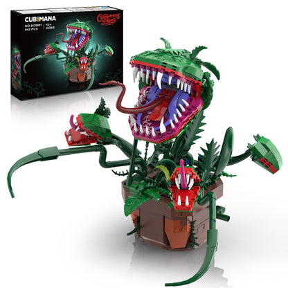 Audrey II Klemmbaustein-Bausatz – Piranha-Pflanzen-Blumen-Bauset, 842-teiliges getriebeangetriebenes Venusfliegenfalle-Modellbauset mit interaktivem Bewegungsmechanismus