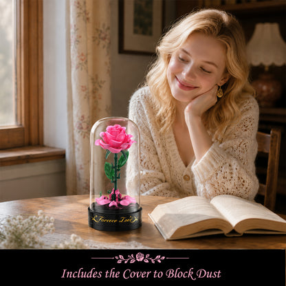 Rosenblumen-Bausatz mit Spieldose und Vitrine – 126-teiliges Botanical-Collection-Baukasten-Set, romantische rosa Rosen-Deko, Bastelgeschenk für Frauen und Mädchen ab 6 Jahren