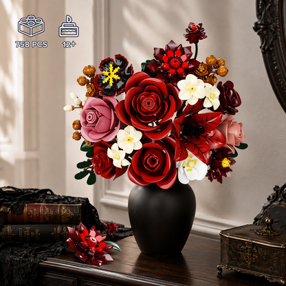 Karmesinroter Rosenblumenstrauß-Bauset