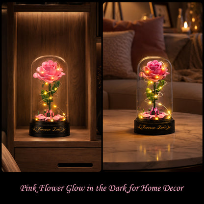 Rosenblumen-Bausatz mit Spieldose und Vitrine – 126-teiliges Botanical-Collection-Baukasten-Set, romantische rosa Rosen-Deko, Bastelgeschenk für Frauen und Mädchen ab 6 Jahren
