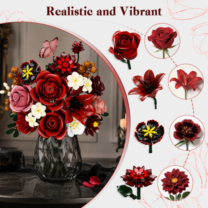 Karmesinroter Rosenblumenstrauß-Bauset