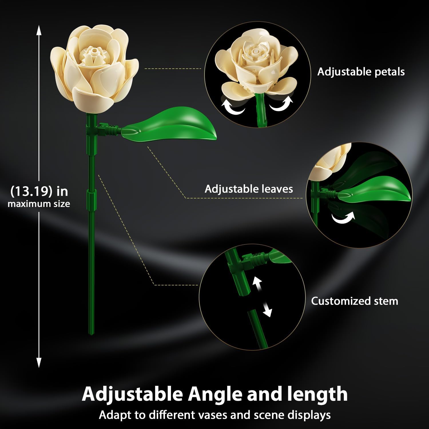 Weiße Rosenblumenstrauß-Bau-Set mit Beleuchtung