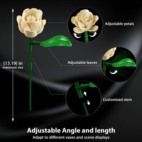 Weiße Rosenblumenstrauß-Bau-Set mit Beleuchtung