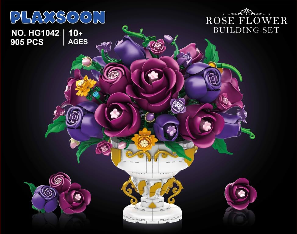 Lila-Rosen-Blumen-Bausatz mit Vase