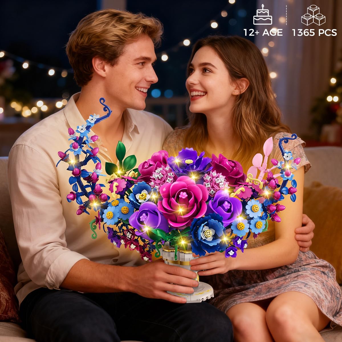 Mond Blumen Bauspielzeugset mit Licht