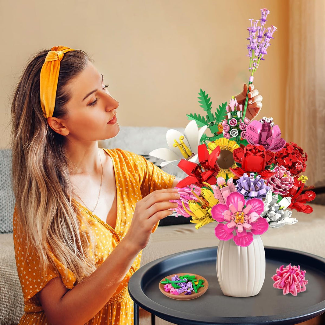 Blumenstrauß-Bausatz, 18 Blumen Rosen Sonnenblumen Deko für Zuhause