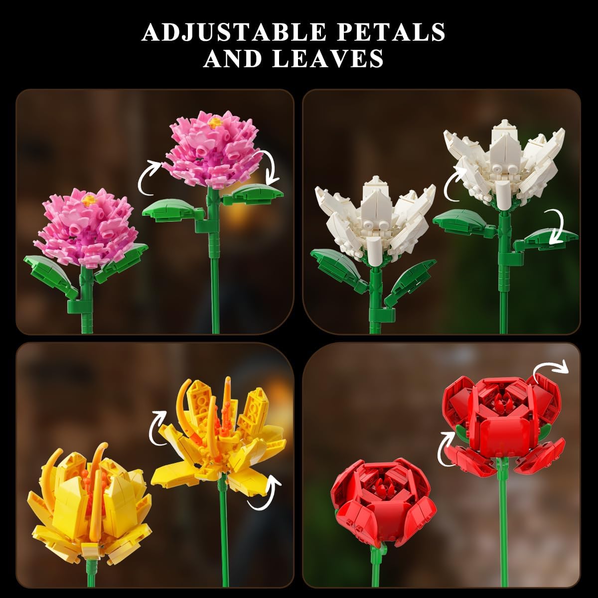 Blumenstrauß-Bausatz, 18 Blumen Rosen Sonnenblumen Deko für Zuhause