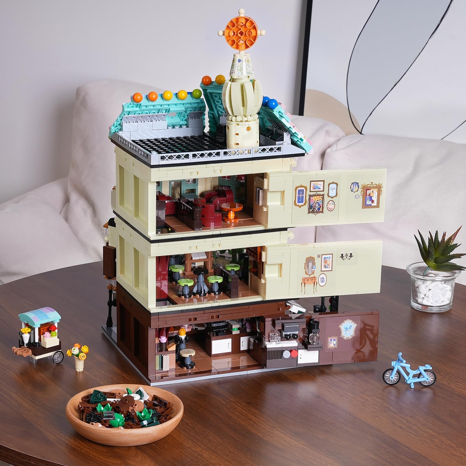 Blumencafé-Haus Bauset mit Beleuchtung