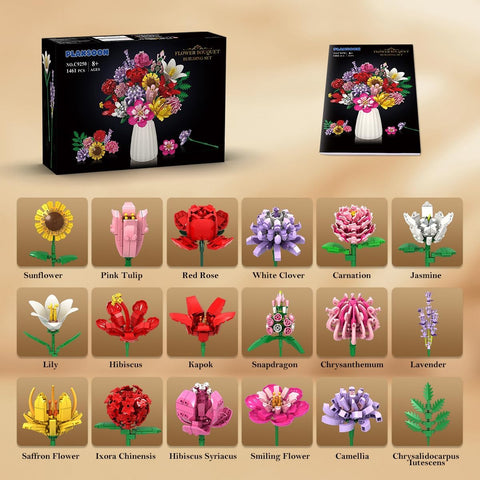Blumenstrauß-Bausatz, 18 Blumen Rosen Sonnenblumen Deko für Zuhause