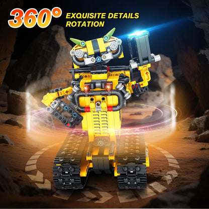 Technik Ferngesteuert Roboter für Kinder - 730 Teiles 2-in-1 APP Fernbedienung Bausatz RC Robot Bulldozer Technic Programmierbare Bauspielzeug Wiederaufladbar Geschenk für Jungen Mädchen 8-12