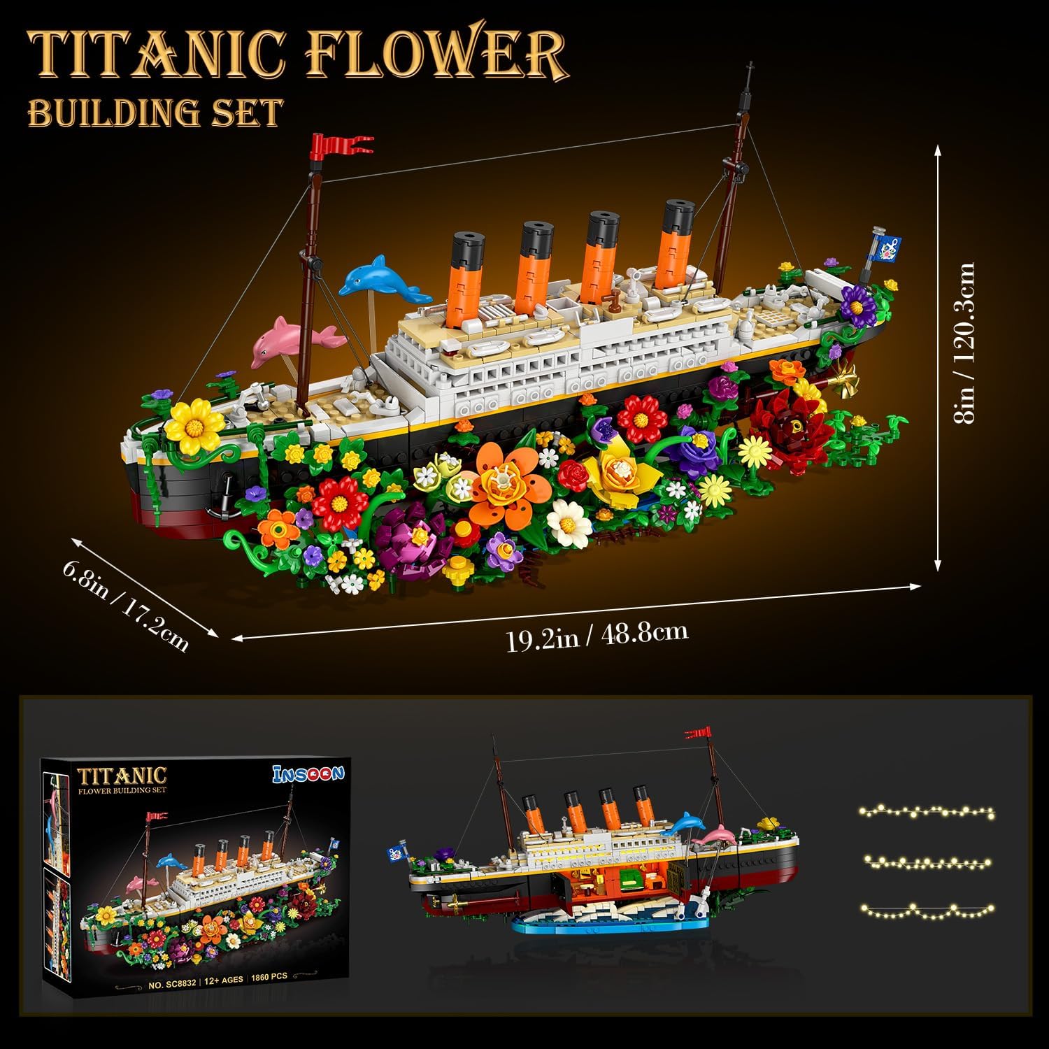 Blumen Titanic Bauspielzeug mit Licht