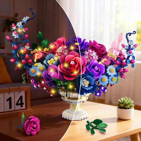 Mond Blumen Bauspielzeugset mit Licht