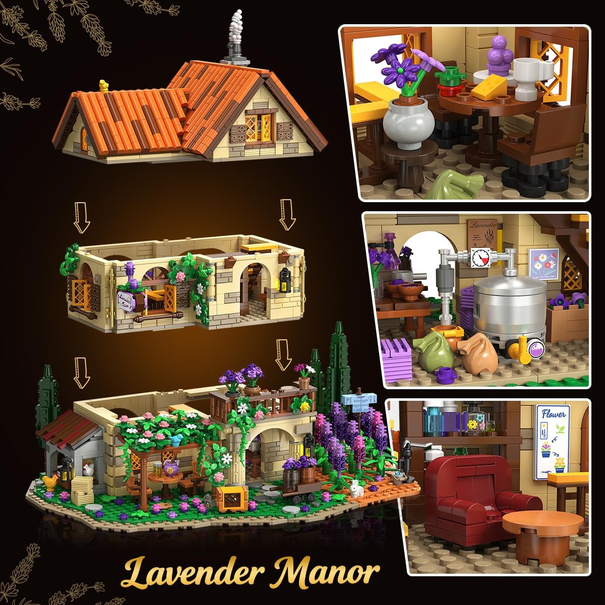 Lavendel Herrenhaus Bauspielzeug mit Licht