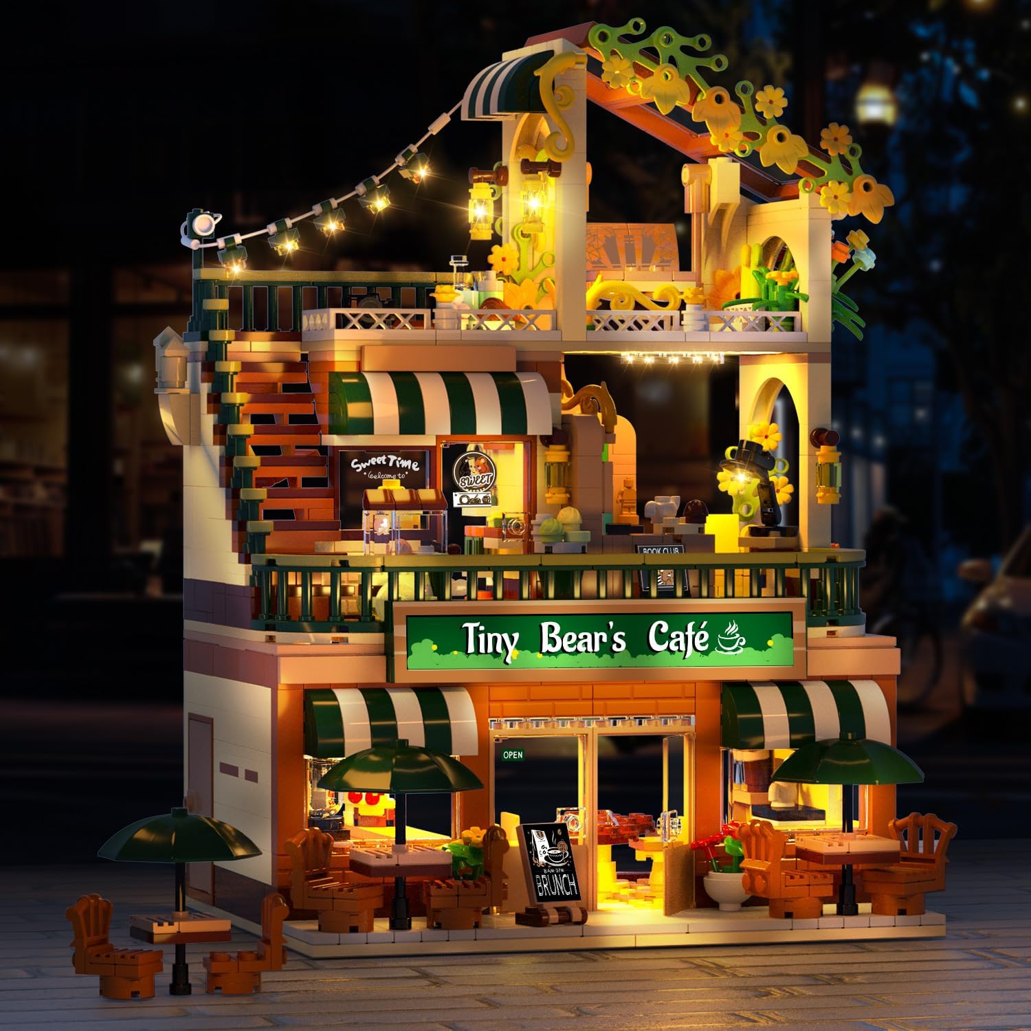 Stadtcafé-Haus Bauset mit Beleuchtung