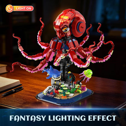 Oktopus-Bauspielzeug mit Licht bewegbaren Meerestier-Klemmbausteinen
