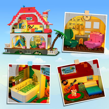 Friends Haus Bauspielzeug mit LED Licht - 1212 Teile City Villa Bausteine Spielzeug mit 4 Tieren & Auto Rutsche Schaukel, Geburtstag Geschenk für Mädchen Jungen Kinder ab 6 7 8 9 10 11+ Jahre