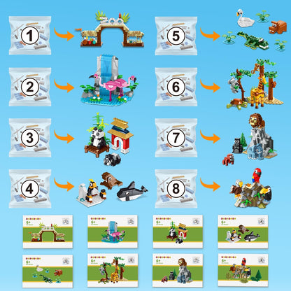 25 Tiere Zoo Baukasten mit Spielmatte