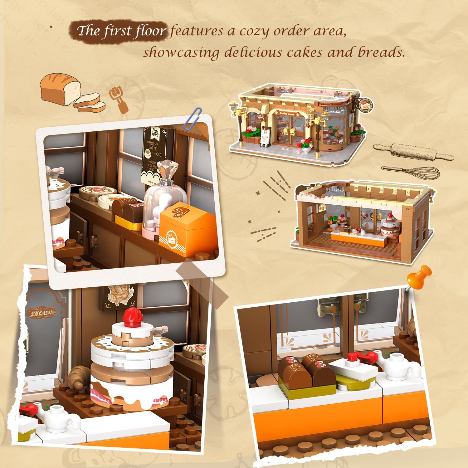 City Bakery Café Haus Bauset mit Beleuchtung