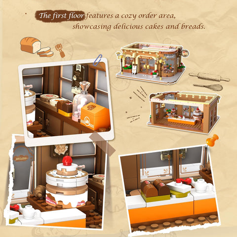 City Bakery Café Haus Bauset mit Beleuchtung