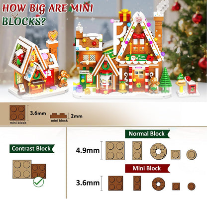 Adventskalender 2026 Lebkuchenhaus Mini-Klemmbaustein-Set mit Licht, 24 Tage Weihnachten Countdown Geschenkefabrik Bausteine Set mit Weihnachtsbaum