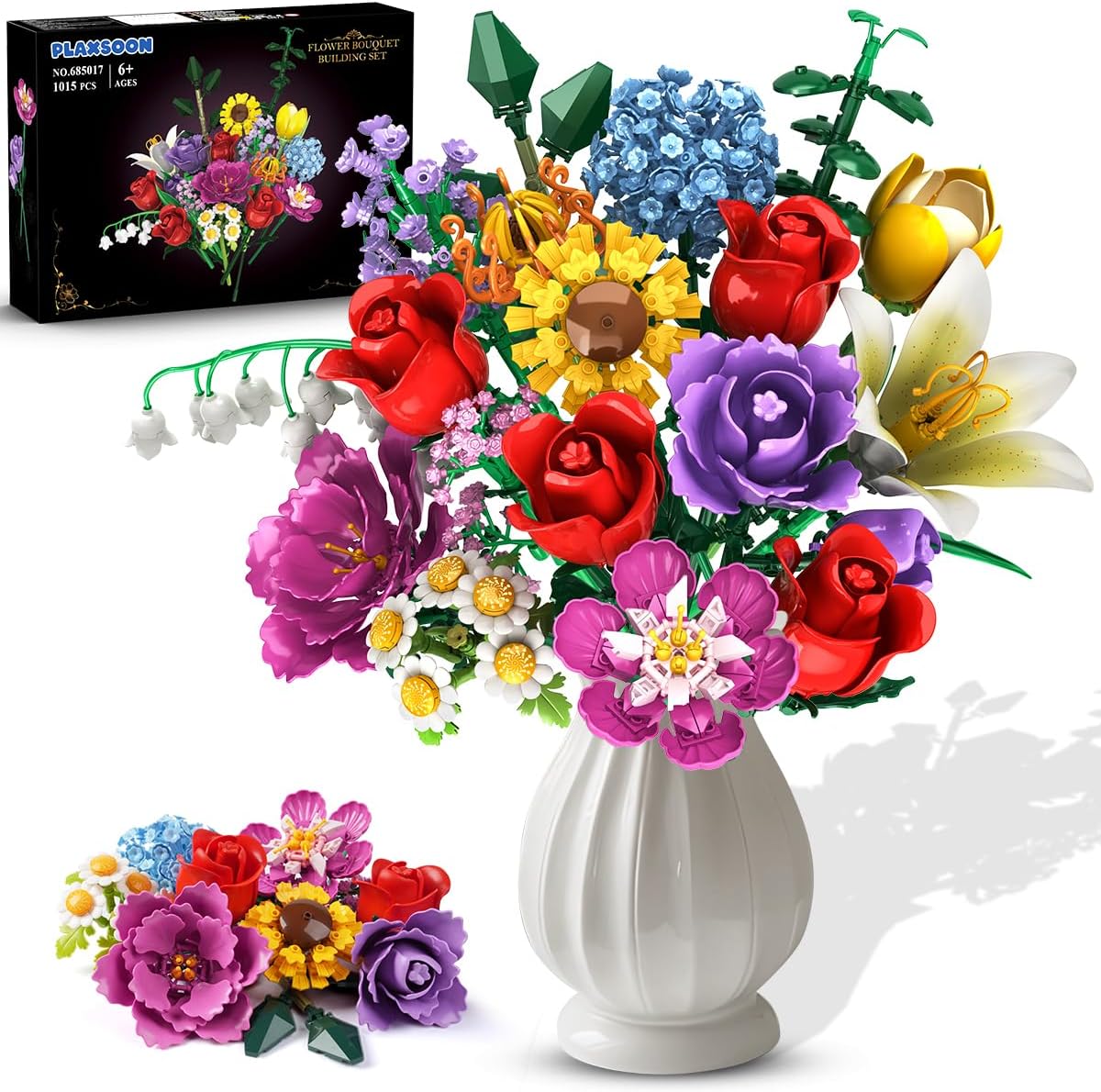 Blumenstrauß-Bausatz, 18 Rosen-Blumen-Bausteine
