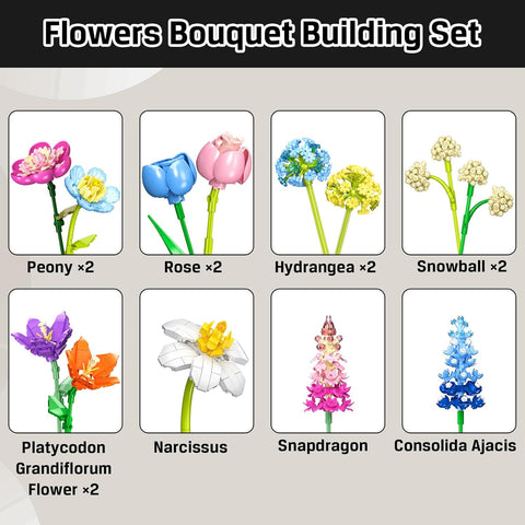 Blumenstrauß-Bausatz, 888-teiliges botanisches Sammel-Bausteinset