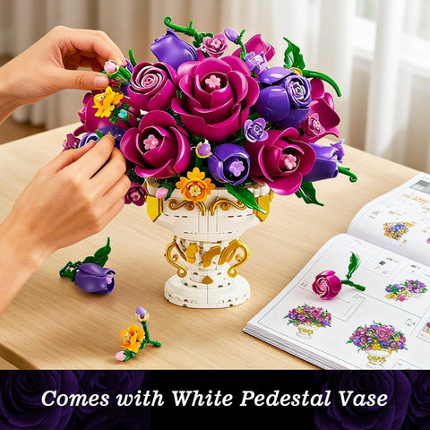 Lila-Rosen-Blumen-Bausatz mit Vase