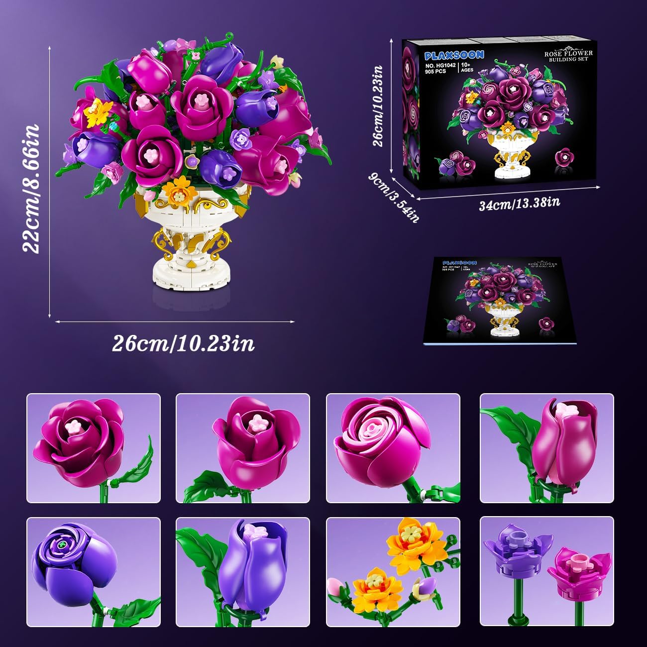 Lila-Rosen-Blumen-Bausatz mit Vase