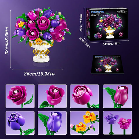 Lila-Rosen-Blumen-Bausatz mit Vase