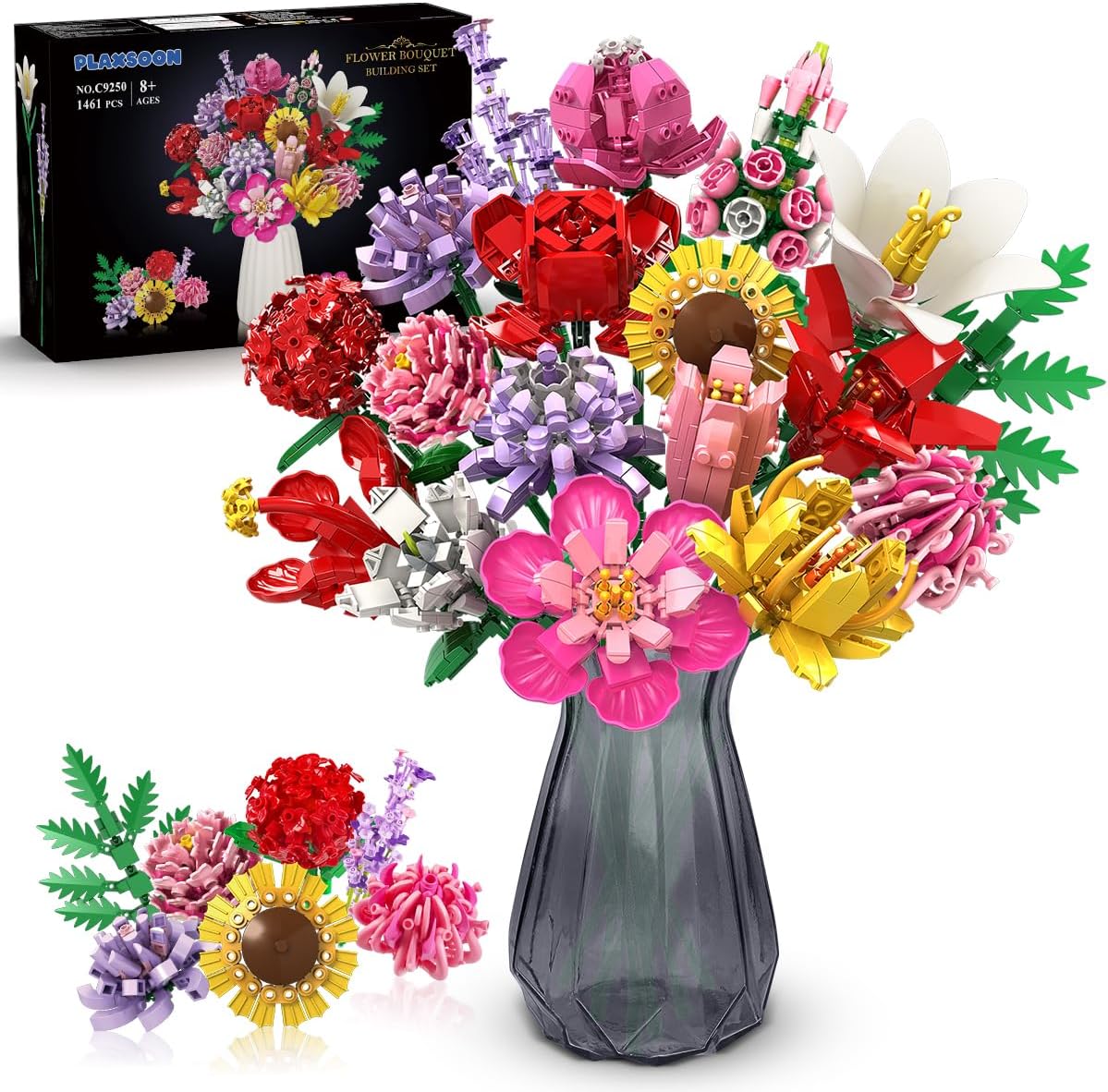 Blumenstrauß-Bausatz, 18 Blumen Rosen Sonnenblumen Deko für Zuhause