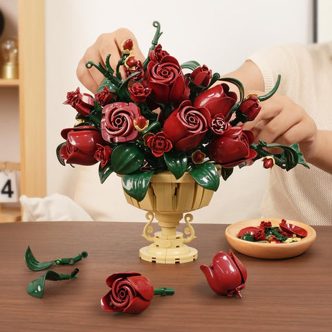 Blumen Rosen Bauspielzeugset für Erwachsene