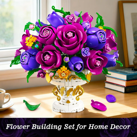Lila-Rosen-Blumen-Bausatz mit Vase