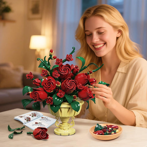 Blumen Rosen Bauspielzeugset für Erwachsene