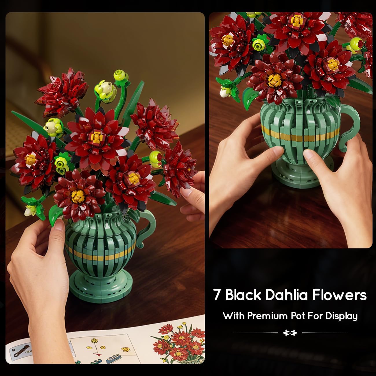 Dahlien-Bauset mit Vase