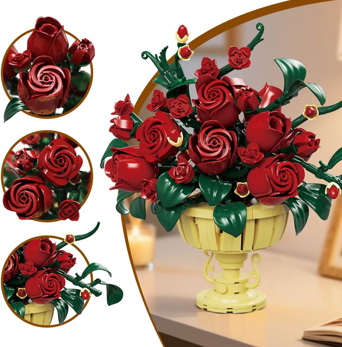 Blumen Rosen Bauspielzeugset für Erwachsene