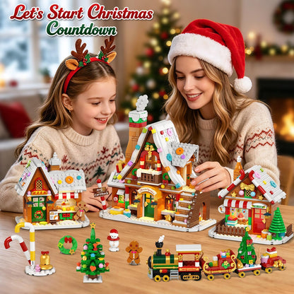 Adventskalender 2026 Lebkuchenhaus Mini-Klemmbaustein-Set mit Licht