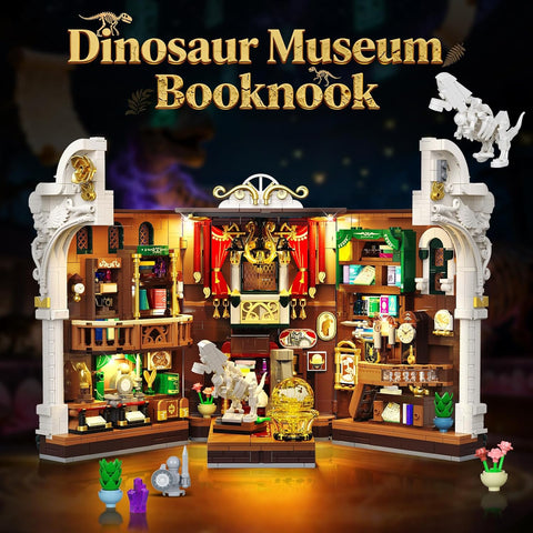Dinosaurier-Museum Buch-Nischen-Bauspielzeug-Set mit Beleuchtung
