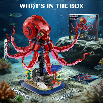 Oktopus-Bauspielzeug mit Licht bewegbaren Meerestier-Klemmbausteinen