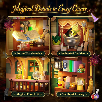 Adventskalender 2026 Weihnachtshaus Magic Book Nook Bauset mit Licht, 24 Tage Weihnachts-Countdown Bookend Klemmbausteine für Deko