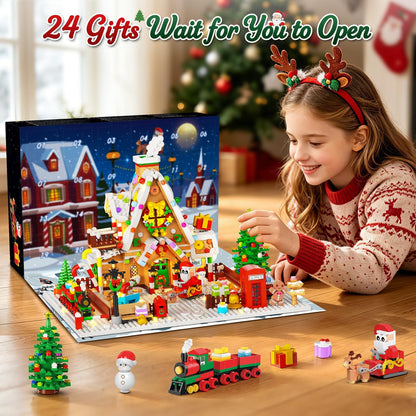 Adventskalender 2026 Lebkuchenhaus Mini Klemmbausteine Set mit Licht