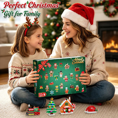Adventskalender 2026 Lebkuchen-Weihnachtsanhänger Bauset,24-Tage-Countdown Mini-Klemmbaustein-Set mit Santa, Weihnachtsbaum Hängende Deko