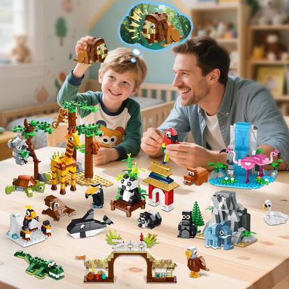 25 Tiere Zoo Baukasten mit Spielmatte