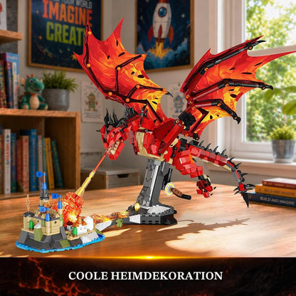 Feuerdrache Bauspielzeug Technik STEM Set mit Licht für Jungen ab 8+