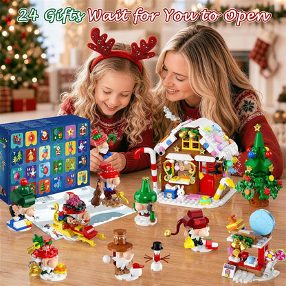 Adventskalender 2026 – Weihnachtswichtel-Dorf Bauset, 24-tägiges Countdown-Bauset mit 14 Wichteln, Lebkuchenhaus und Weihnachtsbaum